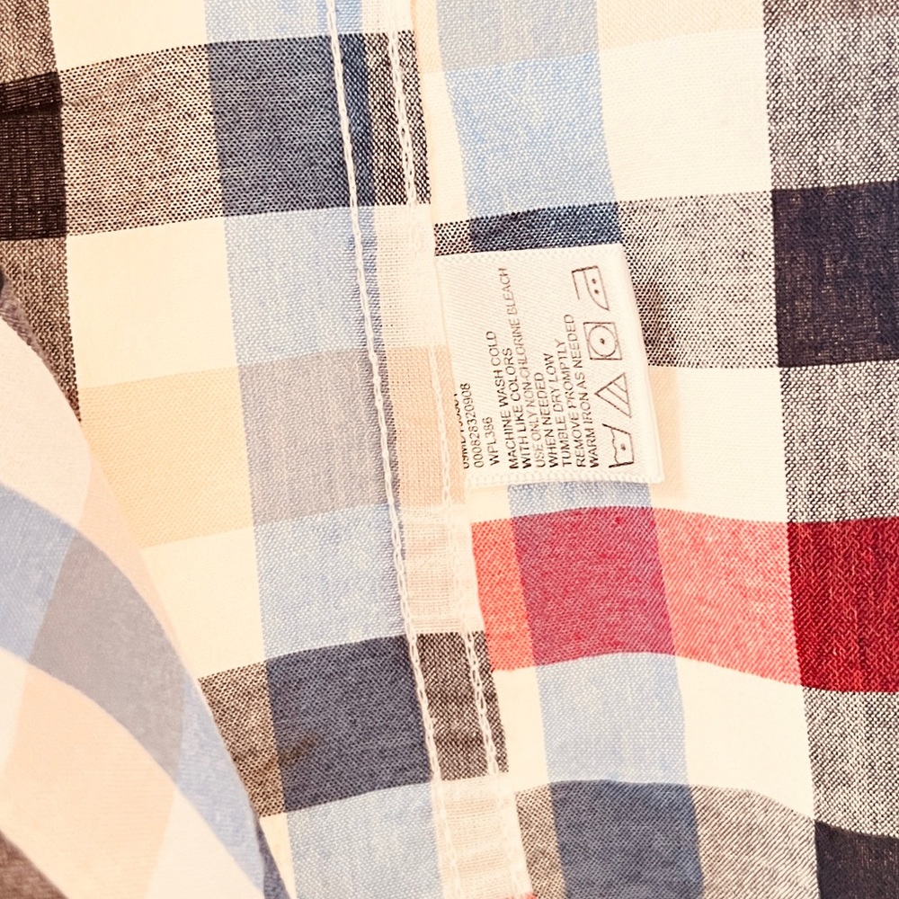 Haggar Clothing | Polo Shirt | Medium | Plaid Pattern Blue-Black-Tan-Red | $18 - Picture 8 of 8